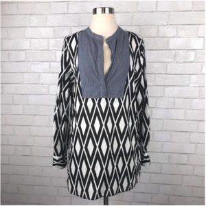 J Crew Chambray Diamond Tunic Long Sleeve XXS